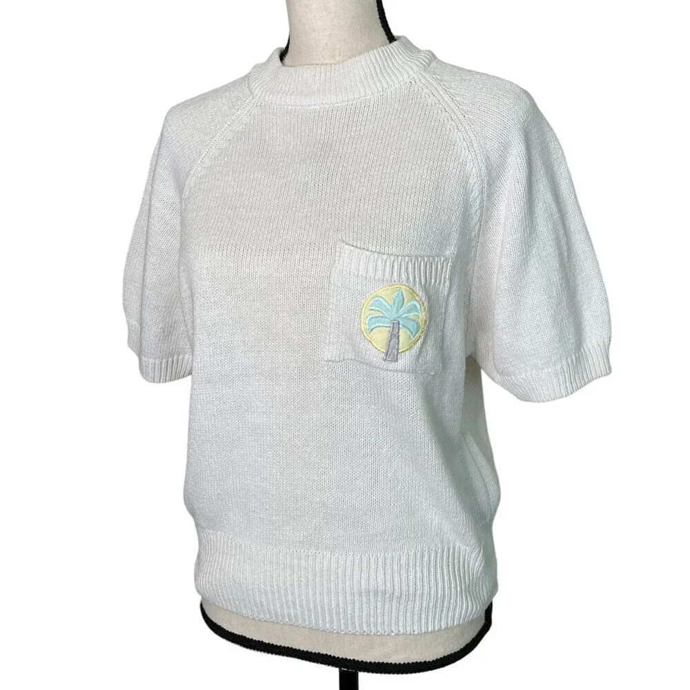 Vintage Jantzen Palm Tree Knit Sweater Large
